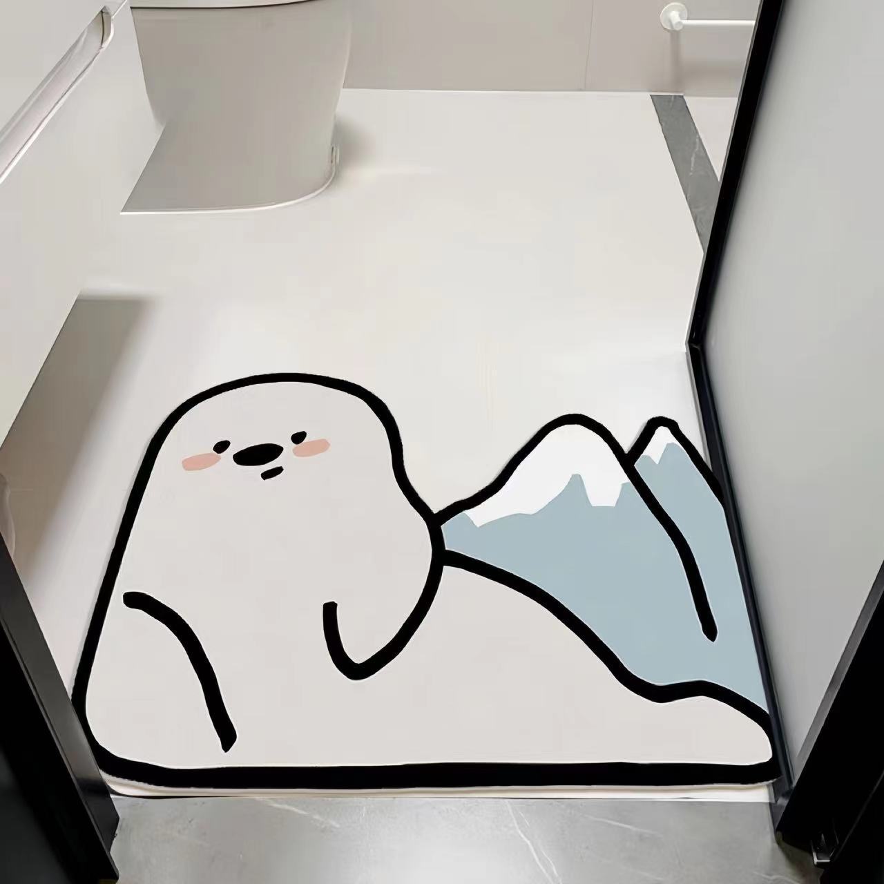 Cute Cartoon Bear Bathroom Floor Mat Soft Diatom Mud Strong Absorbent Foot Mat Anti-Slip Quick-Drying Bathroom Toilet Door Mat