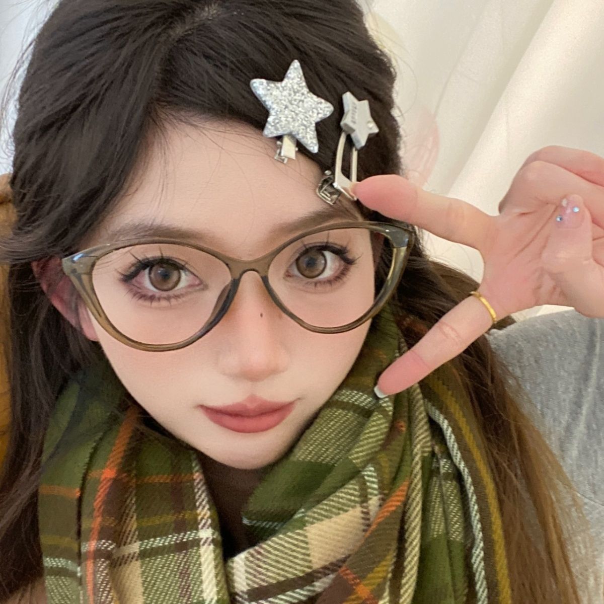 歐美風貓眼黑框眼鏡女素顏神器可配度數近視大臉顯臉小眼睛框鏡架