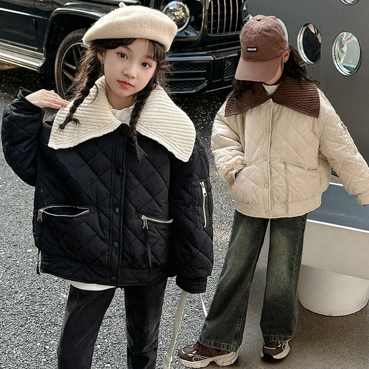 Girls' cotton-padded jacket winter wear 2023 new children's thickened down cotton-padded jacket little girl's winter cotton-padded jacket trendy