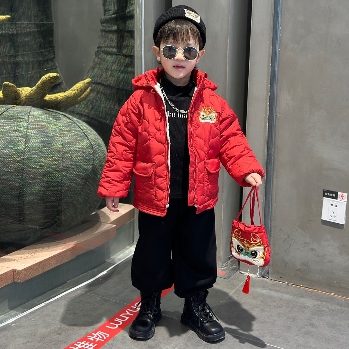男童拜年服兒童漢服中國風唐裝冬季龍年棉服外套寶寶喜慶過年衣服