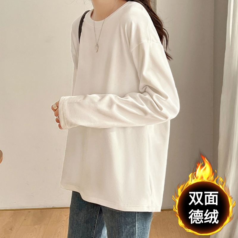 秋冬新款德絨打底衫內搭韓版ins修身顯瘦時尚美式遮肉保暖長袖t恤