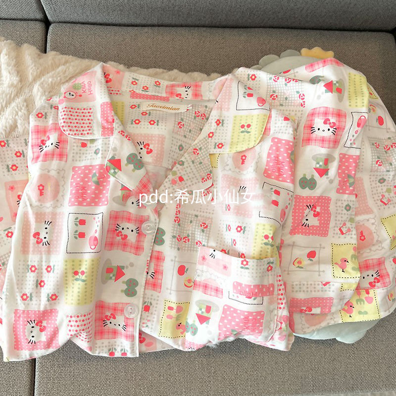 日系HelloKitty睡衣女春秋季新款長袖長褲ins學生宿舍居家服外穿