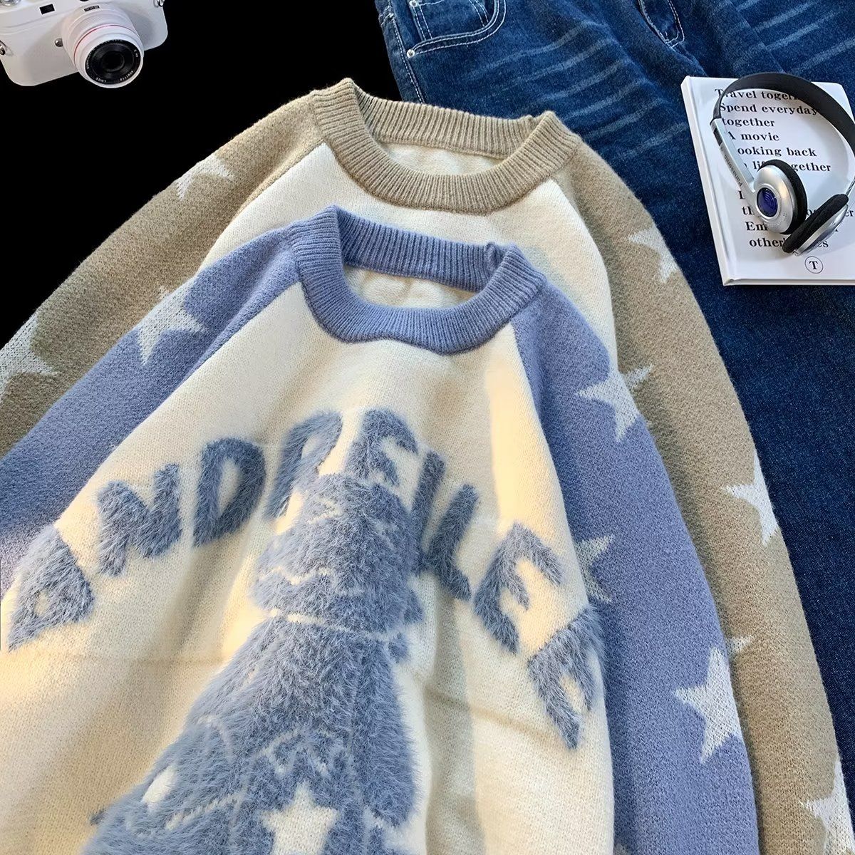 毛衣女秋冬季加厚保暖上衣服潮牌ins寬鬆圓領內穿森系打底針織衫