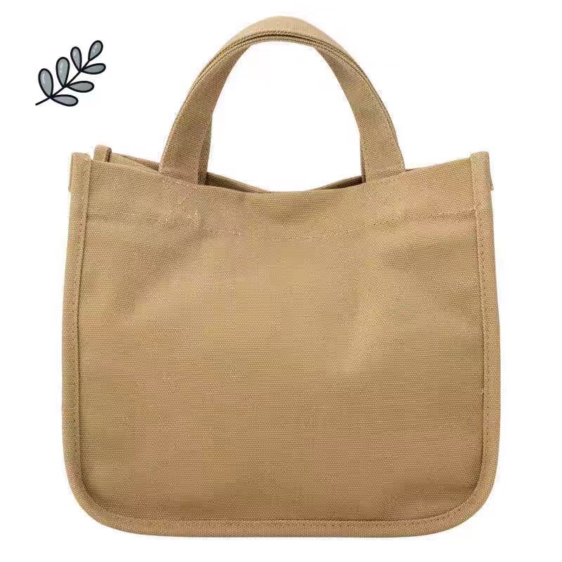 Canvas bag, large-capacity lunch bag, lunch box bag for office workers, handbag, hand bag with rice, simple cross-body bag