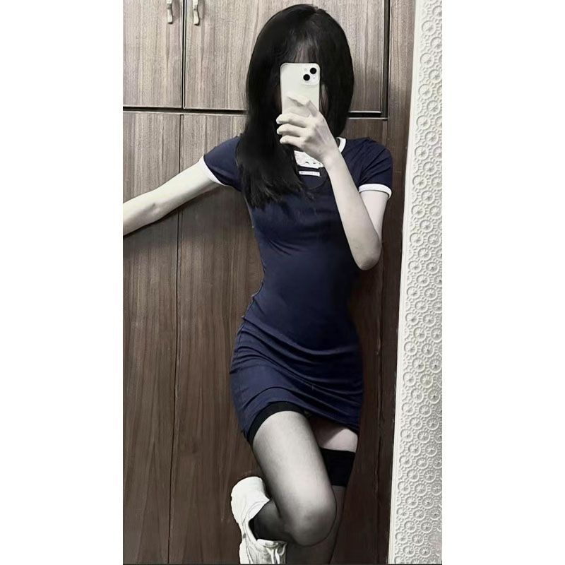 Pure lust style bow dress  new summer hot girl slim slim slit hip-covering short skirt for women