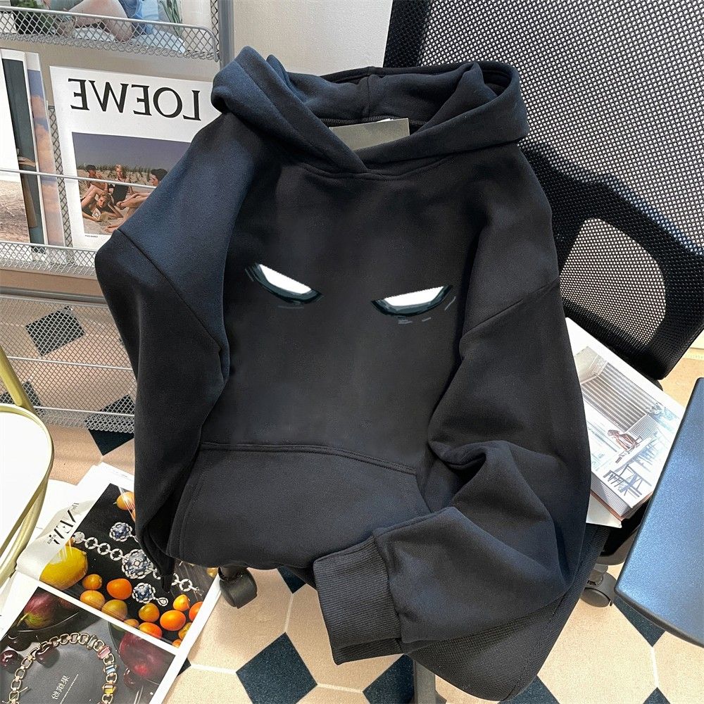 Heavyweight pure cotton silver fox velvet American retro niche design hooded sweatshirt for men and women in autumn and winter loose lazy style jacket