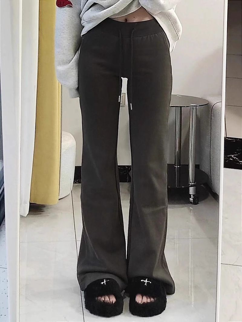 港風高腰微喇叭褲女春秋冬新款時尚洋氣顯瘦百搭直筒褲休閒闊腿褲