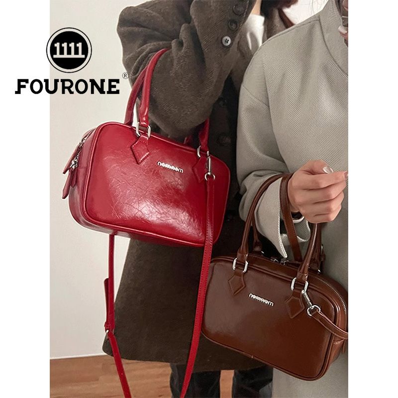 High-end niche red bag women's new single shoulder crossbody bag texture fashion small square handbag