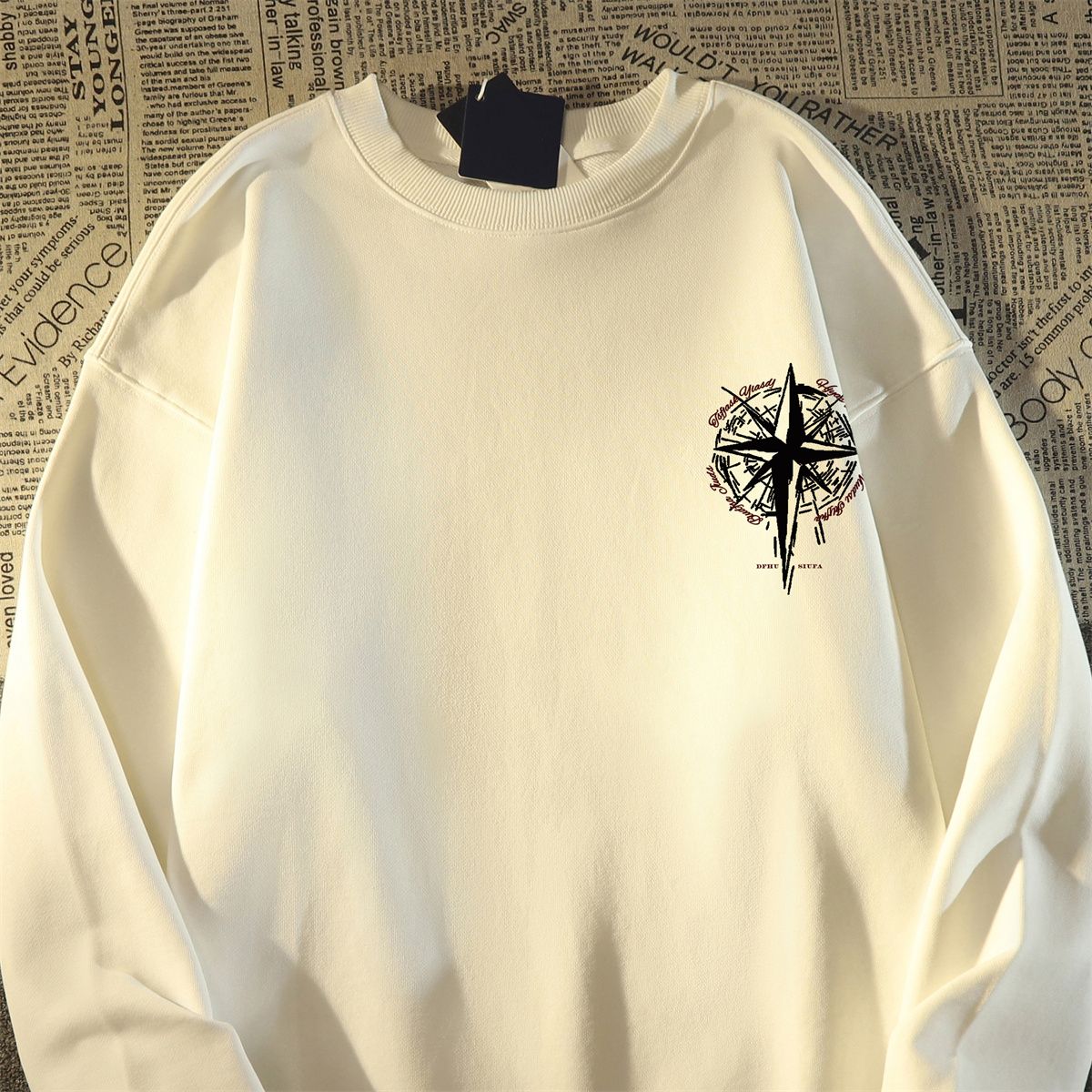 American style sweatshirt vibe trendy cross round neck velvet thickened top for middle and large children boys and girls autumn and winter loose and trendy