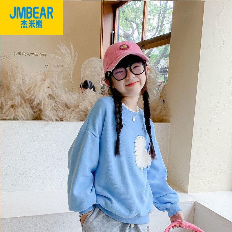 Jamie Bear Girls' Sweaters Autumn Clothing Children's Baby Girls' Tops Korean Style Loose Korean Style Spring and Autumn Trendy Tops for Medium and Large Children