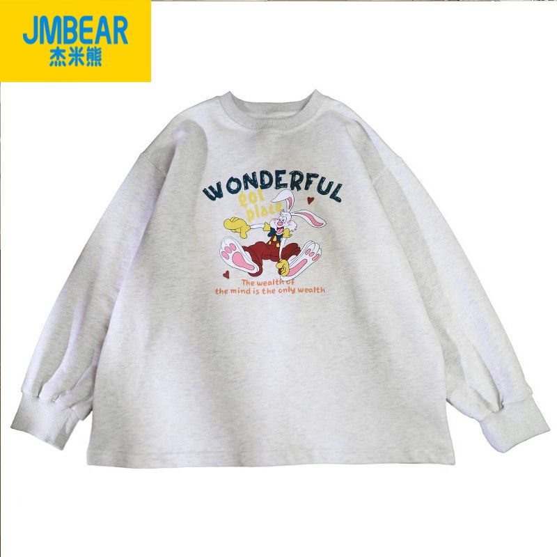 Jamie Bear Girls' Sweaters Children's Tops Thin Bottoming Shirts for Girls, Medium and Large Children's Clothes Spring and Autumn Style Long Sleeves Fashionable and Trendy