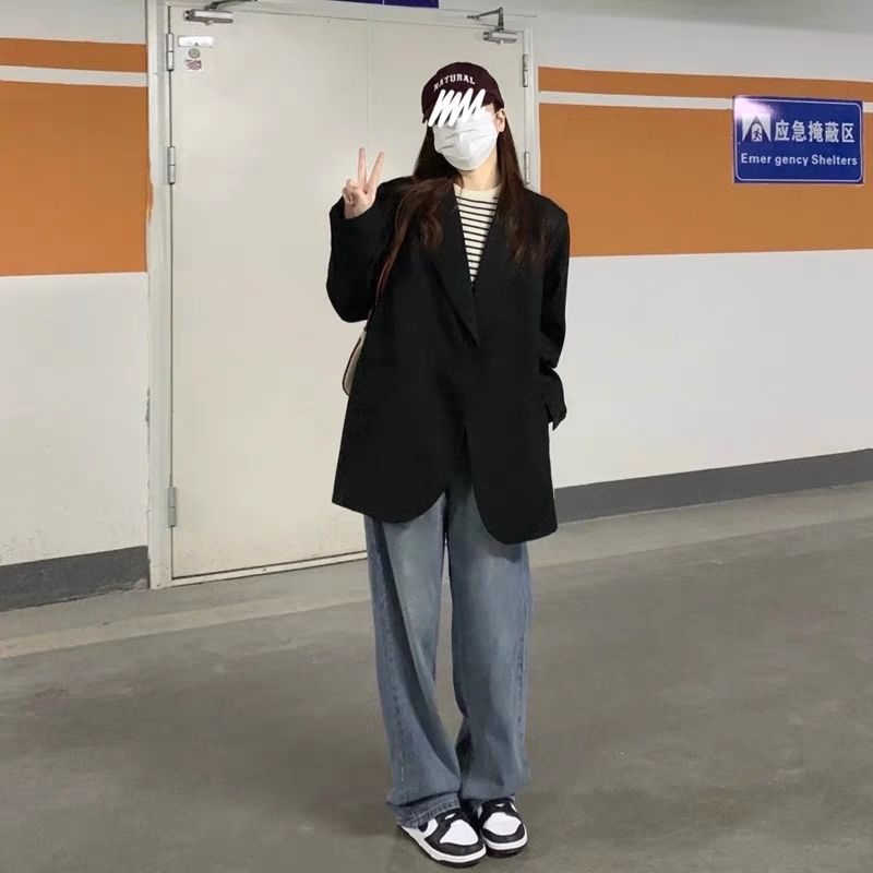 黑色西裝外套女春秋冬季高級韓版休閒寬鬆chic氣質新款西服一粒扣
