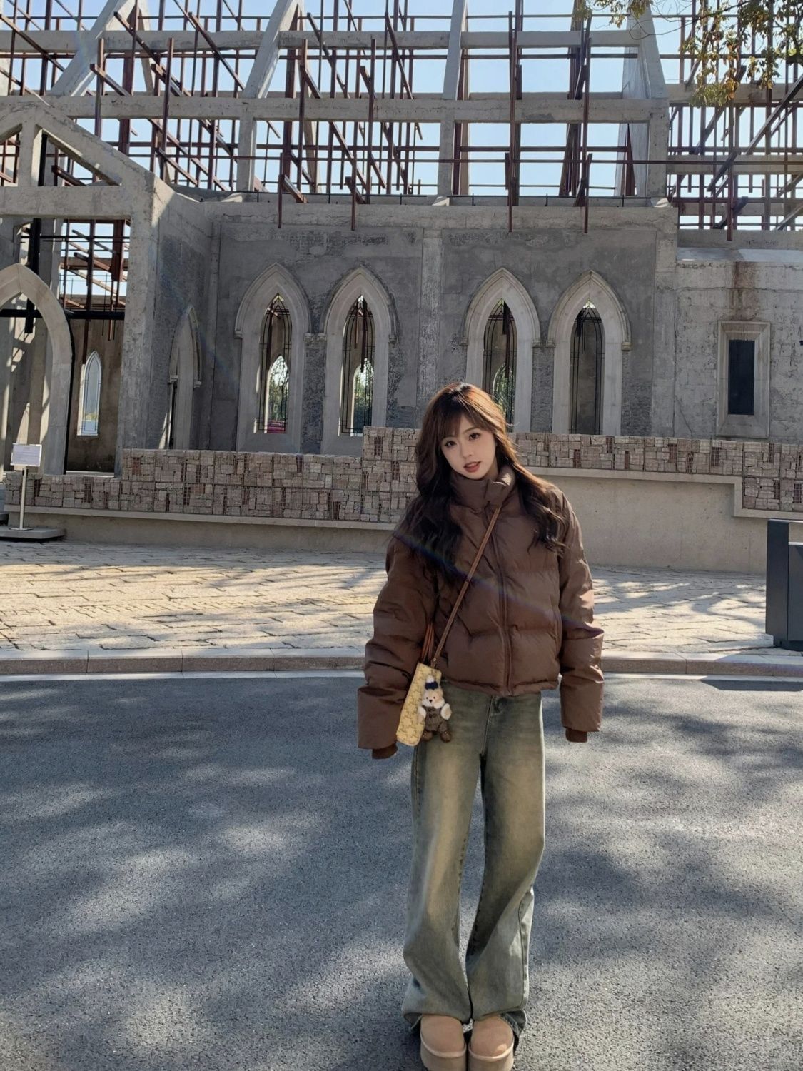 高腰復古直筒牛仔褲女春季小個子做舊拖地長褲美式寬鬆闊腿褲子潮