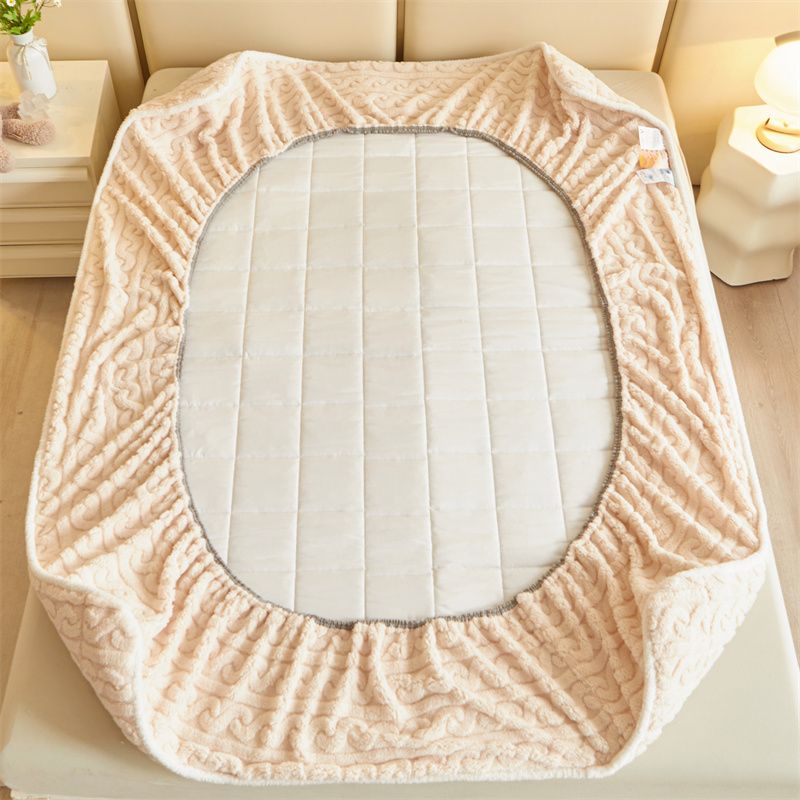 塔芙绒夹棉床笠三件套冬季加厚珊瑚牛奶绒床垫保护罩防滑夹棉床单