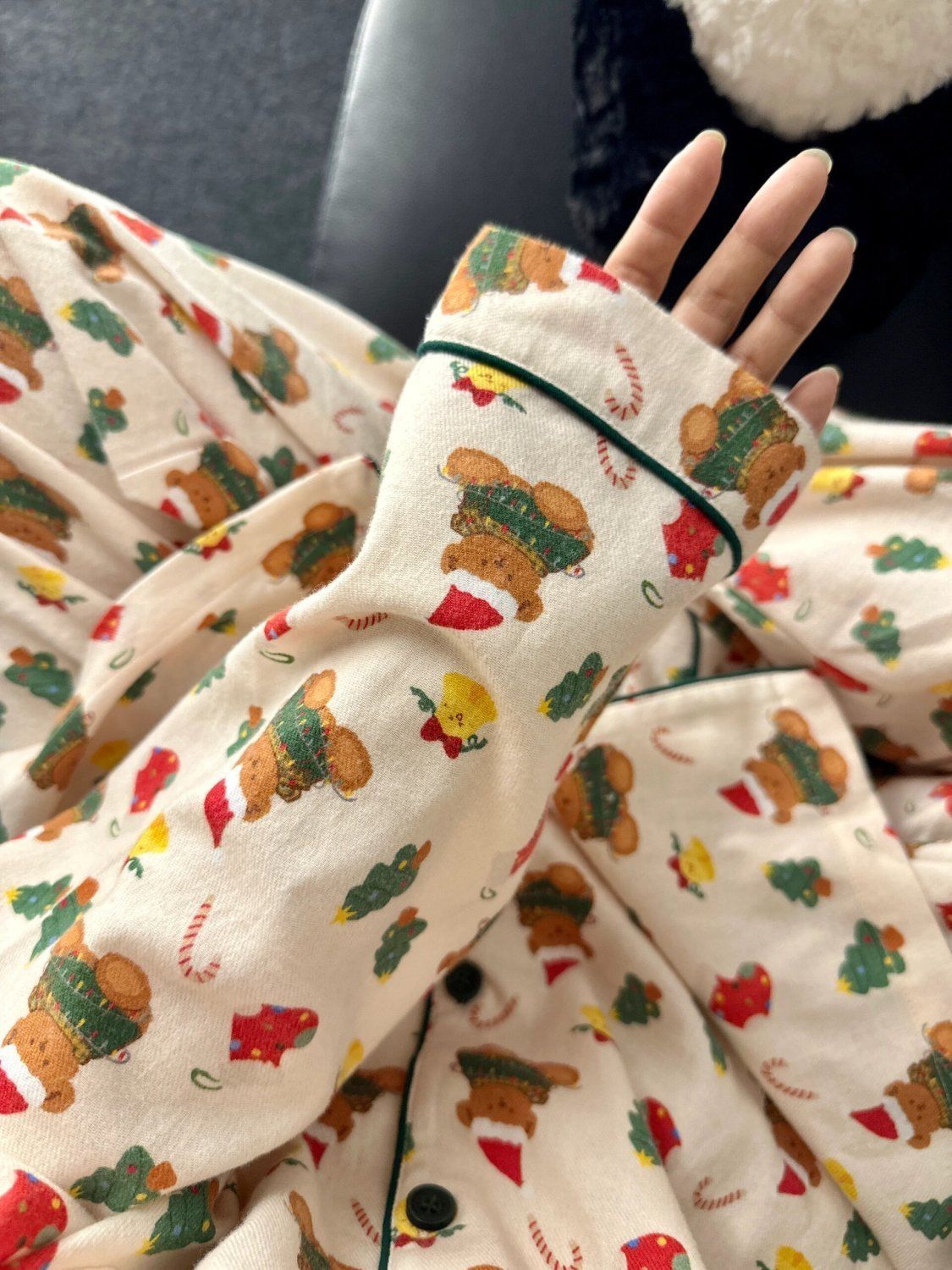 French cute Christmas bear pajamas for women, long-sleeved trousers, spring and autumn style, new style, western-style girls' dormitory home set