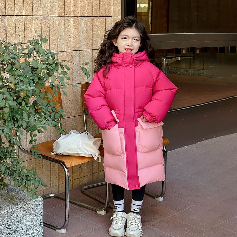 Children's Down Jacket Girls 2023 Autumn and Winter New Little Girls Fashionable Winter Clothes Long White Duck Down Warm Jacket