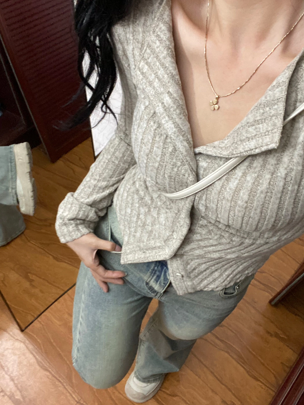 甜辣妹長袖開衫女裝秋季設計感獨特别致修身氣質短款內搭打底上衣