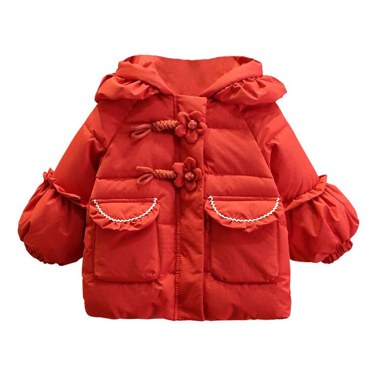 Girls' cotton-padded winter clothes 2023 new children's fashionable down cotton-padded jackets baby New Year clothes New Year clothes
