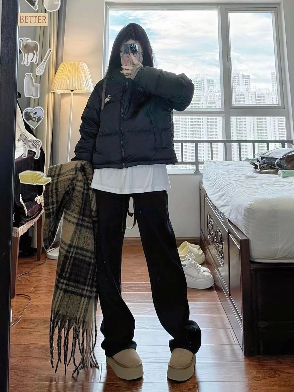 高腰顯瘦黑色牛仔褲女秋冬新款修身百搭直筒垂感拖地長褲子潮ins