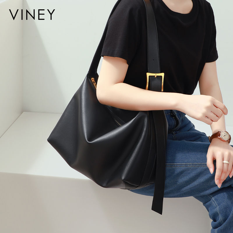 Viney真皮包包女新款斜挎包大容量高级感通勤托特包法式小众