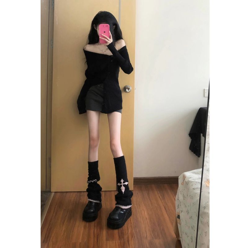 套裝女2024春季新款純欲風一字肩針織毛衣顯瘦上衣辣妹包臀半身裙