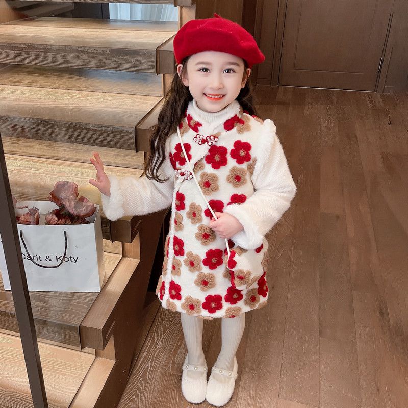 拜年服女童秋冬季2024新款女寶冬款漢服兒童過年衣服國風古裝旗袍