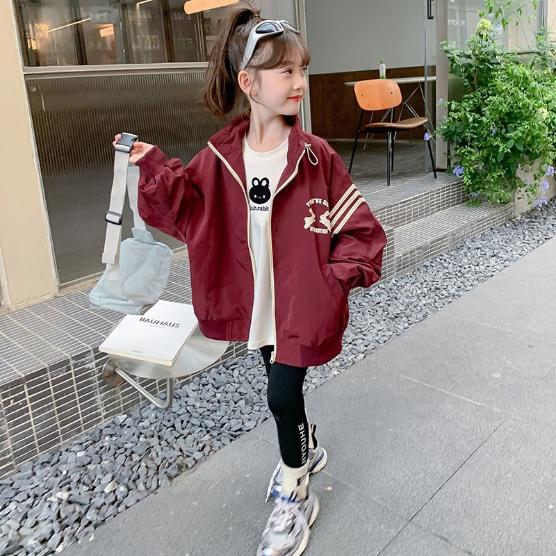 Girls' Jackets Spring and Autumn 2024 New Fashionable Children's Autumn Jackets Little Girls' Autumn Tops Trendy