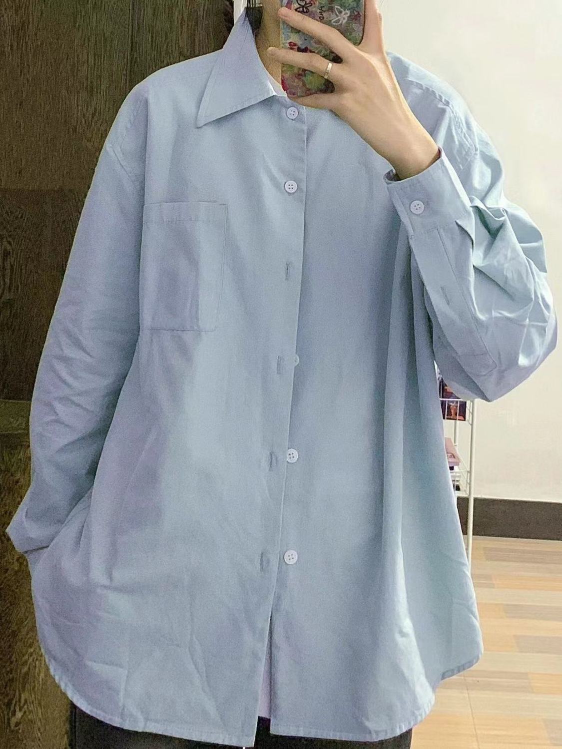 2024 spring and autumn pure cotton shirts for women, layered, versatile, casual, slimming bottoming shirts, loose long-sleeved tops