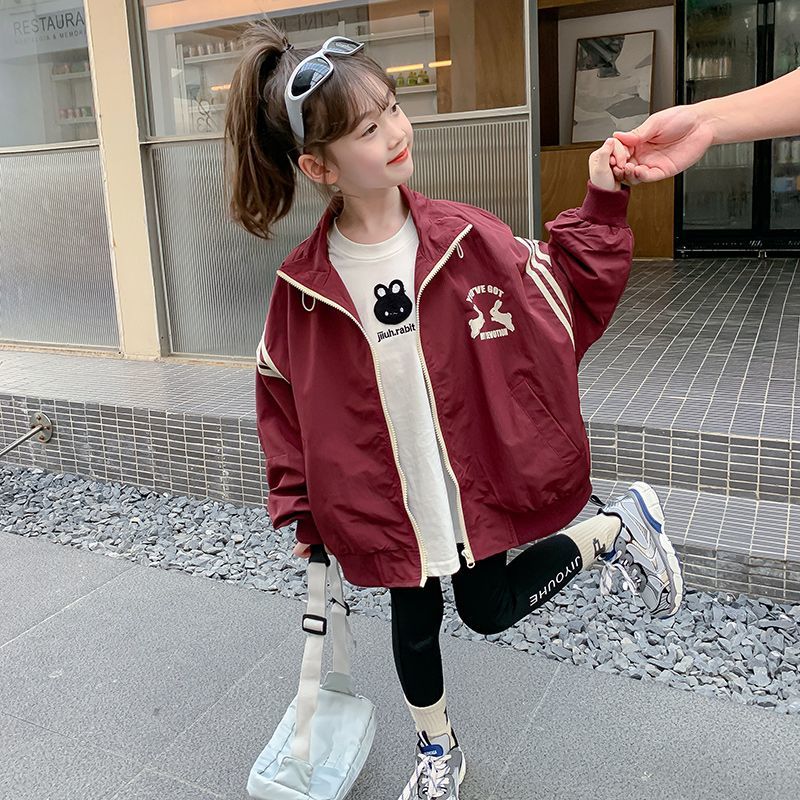 Girls' Jackets Spring and Autumn 2024 New Fashionable Children's Autumn Jackets Little Girls' Autumn Tops Trendy