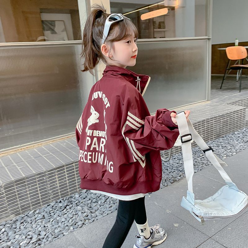 Girls' Jackets Spring and Autumn 2024 New Fashionable Children's Autumn Jackets Little Girls' Autumn Tops Trendy