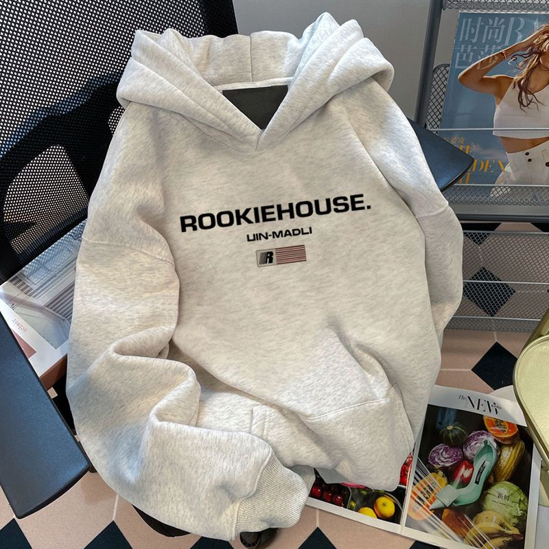 450G heavyweight silver fox velvet hooded sweatshirt for men and women, autumn and winter couple, American high street trendy letter loose jacket