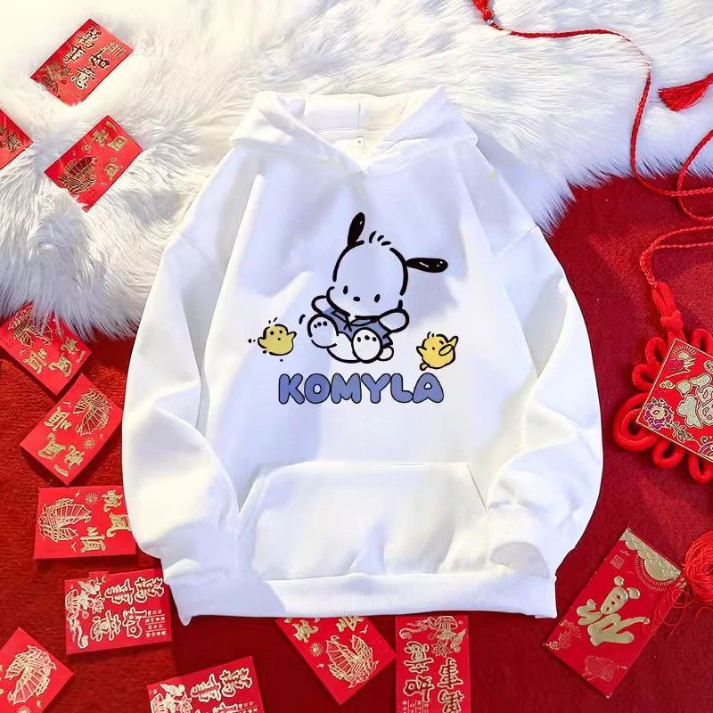 Autumn and winter velvet thickened sweatshirt niche new medium and large children 2024 zodiac year of the dragon cute printed top trend