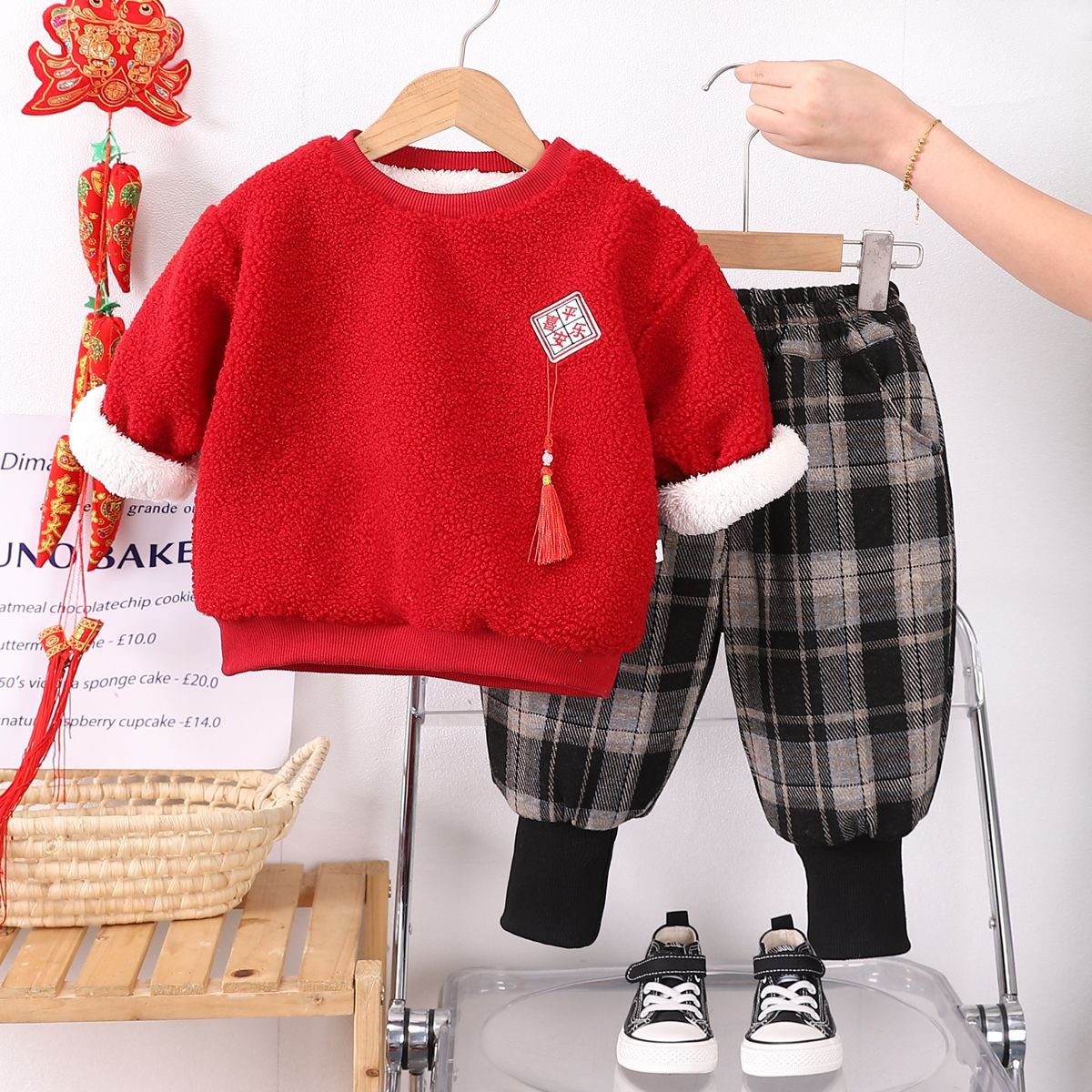 男童拜年服套装婴儿童唐装中国风男宝宝冬装加绒加厚卫衣两件套潮
