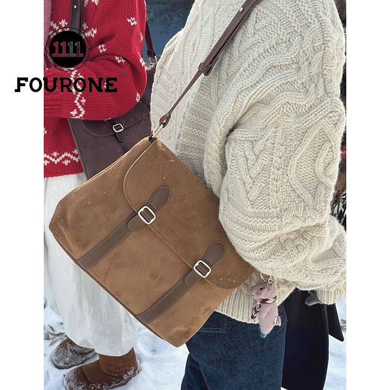 Retro college style briefcase bag for women new Korean armpit bag large capacity shoulder crossbody bag