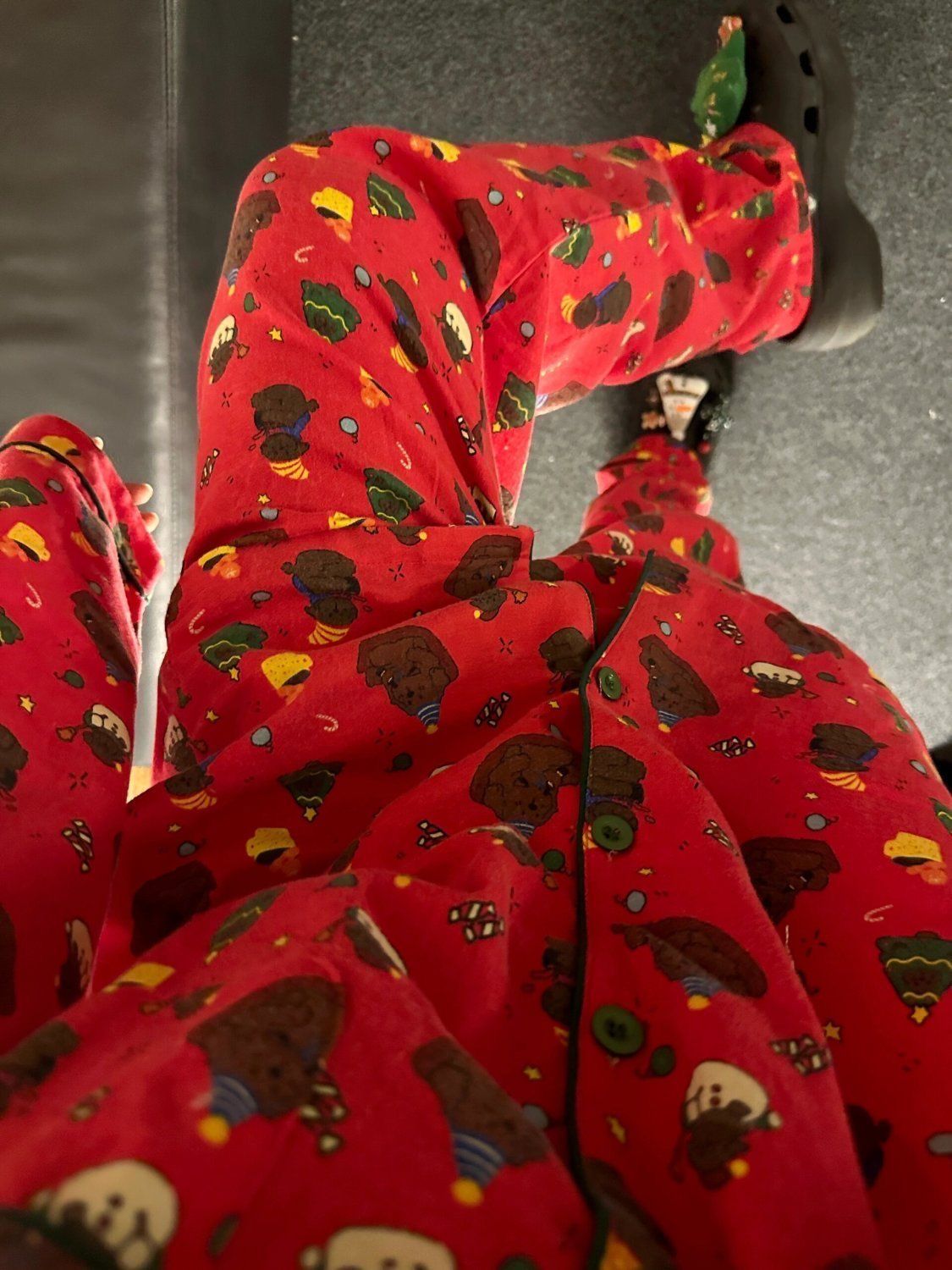 新年战袍秋冬款红色圣诞狗磨毛睡衣少女可爱中国风家居服休闲套装