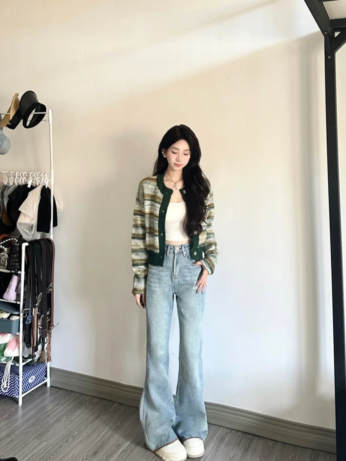 美式復古微喇叭牛仔褲女設計感小眾直筒顯高顯瘦寬鬆闊腿長褲子潮