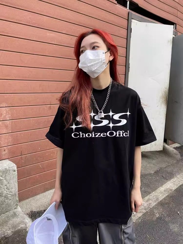 國潮美式復古字母印花重磅純棉短袖t恤男女寬鬆百搭情侶上衣ins潮