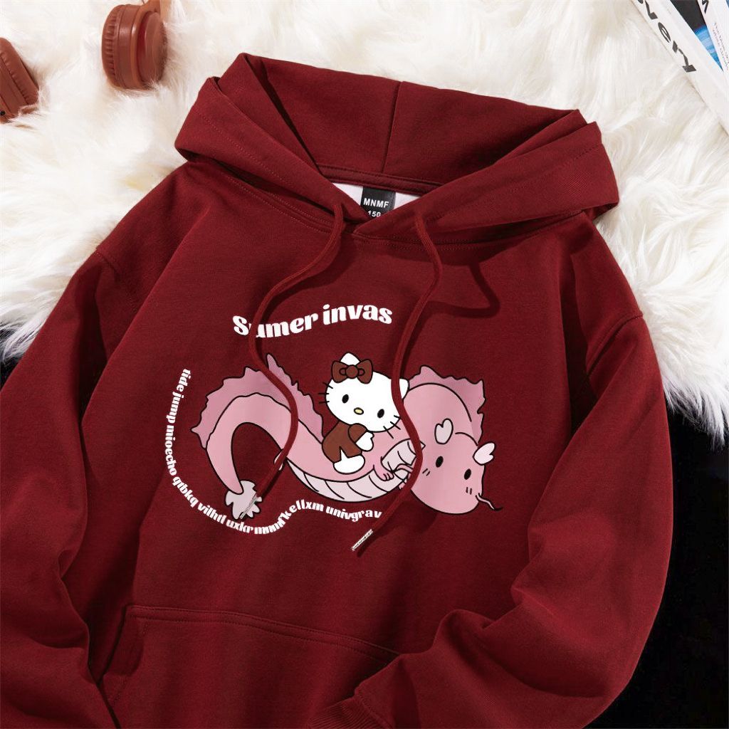 Heavyweight pure cotton silver fox velvet Maillard burgundy hooded sweatshirt for men and women in autumn and winter loose lazy style jacket trend