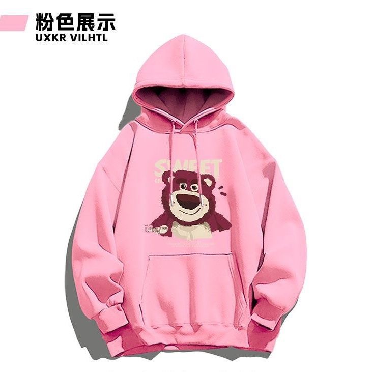 Middle-aged and older children's cartoon character print oversize loose 2024 zodiac year of the dragon sweatshirt with hood and velvet design