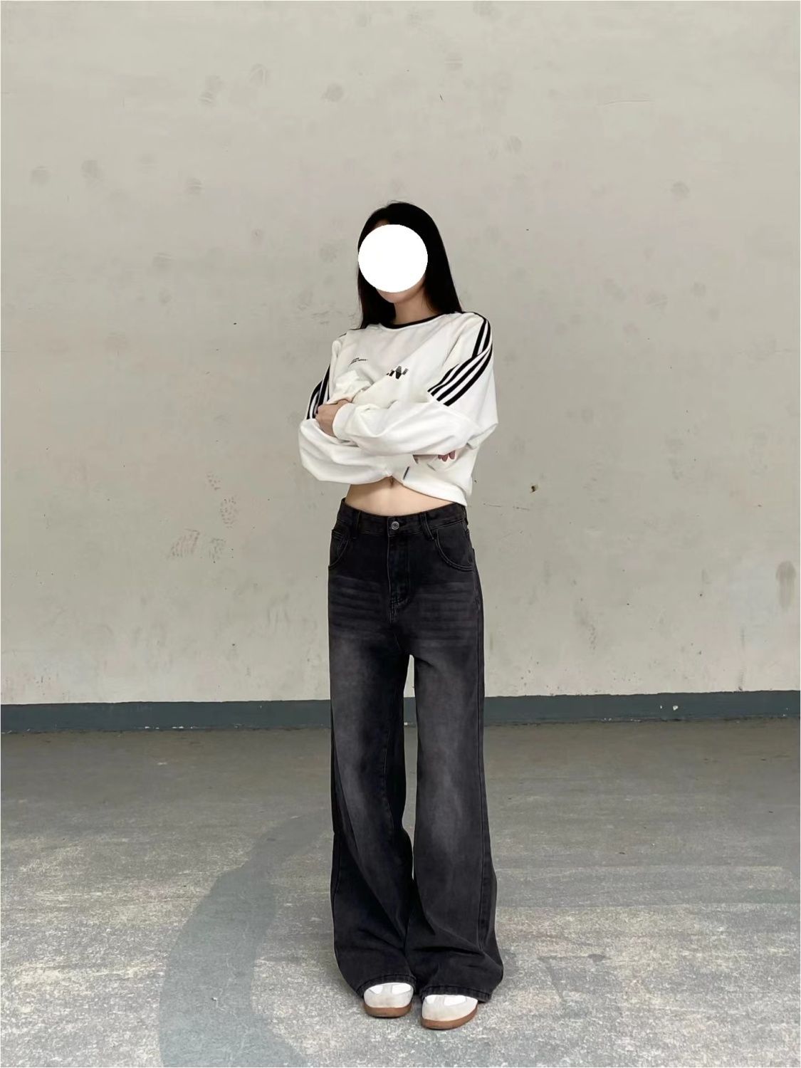 美式復古高街牛仔褲女寬鬆顯瘦修身長褲設計感小眾拖地褲子潮ins