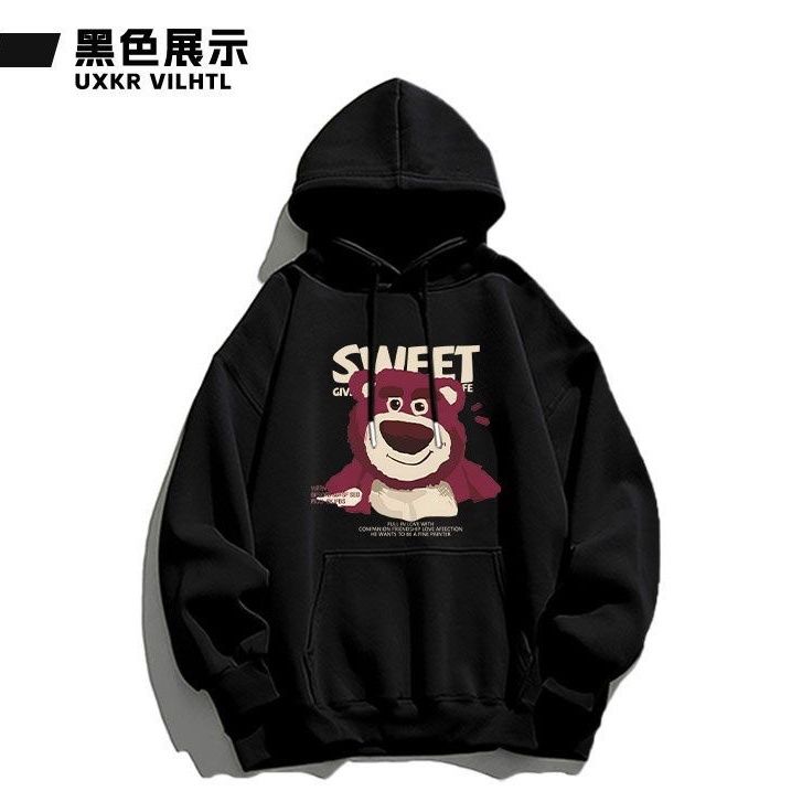Middle-aged and older children's cartoon character print oversize loose 2024 zodiac year of the dragon sweatshirt with hood and velvet design