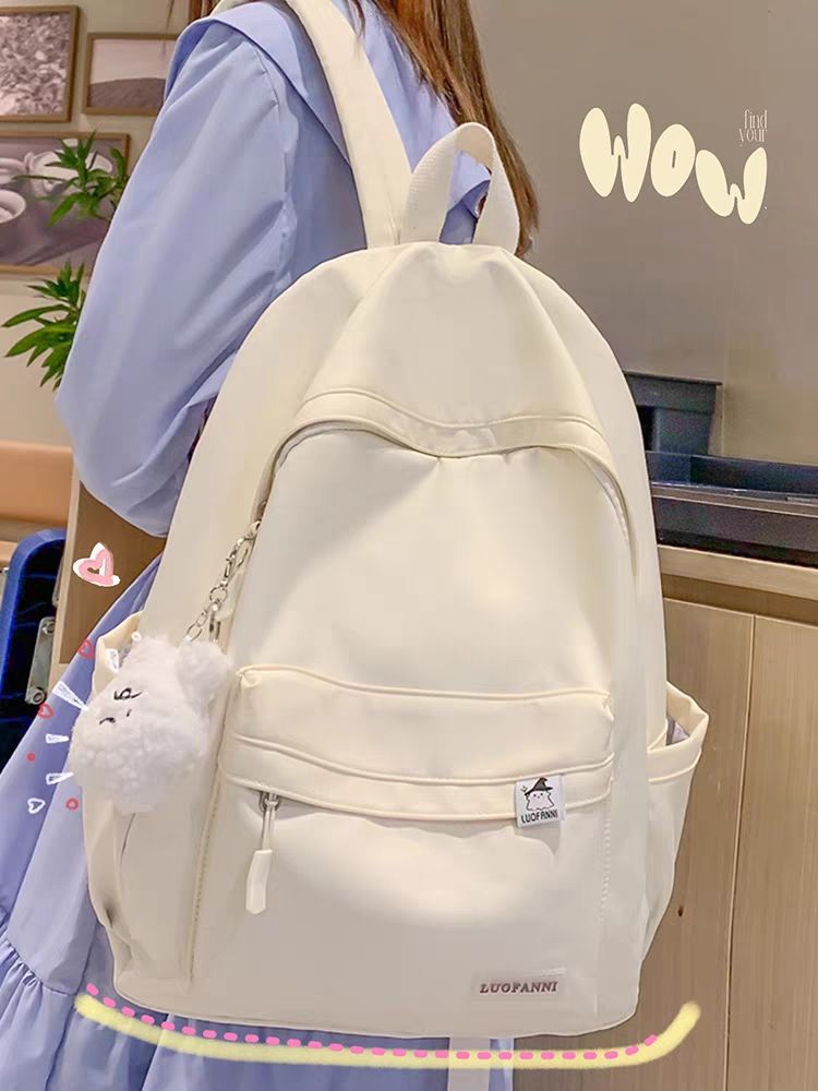 新款書包女小學生高顏值雙肩包大容量初中生高中日系可愛背包純色