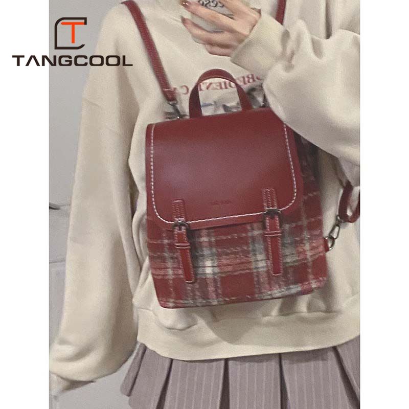 College Style Large Capacity Backpack for Women Going Out New Cloud Woolen Plaid School Bag Travel Leisure Backpack