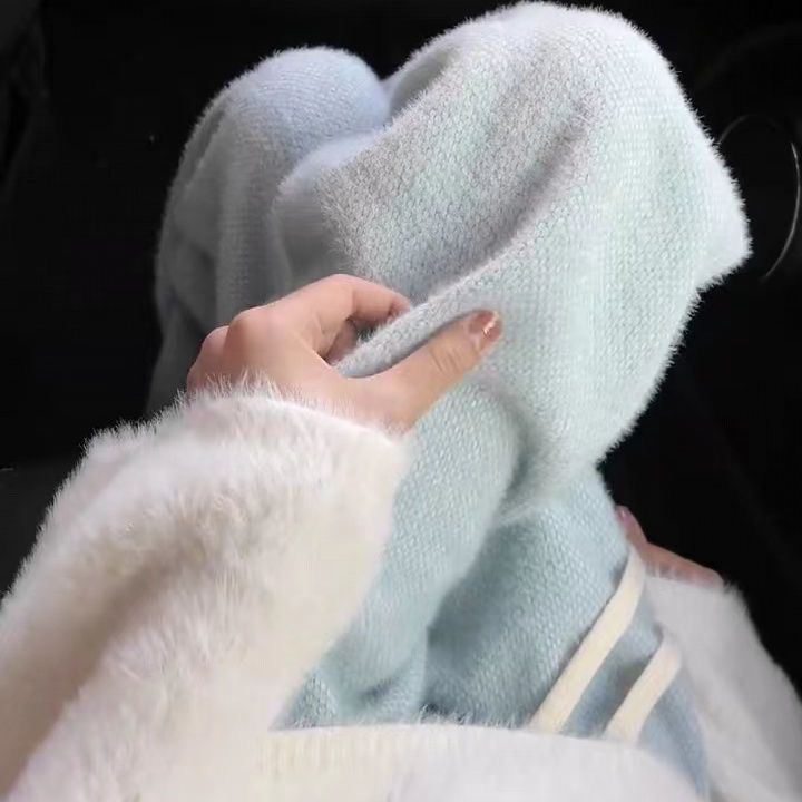 仿水貂絨褲子女秋冬加厚軟糯毛絨絨針織闊腿褲垂感休閒直筒拖地褲