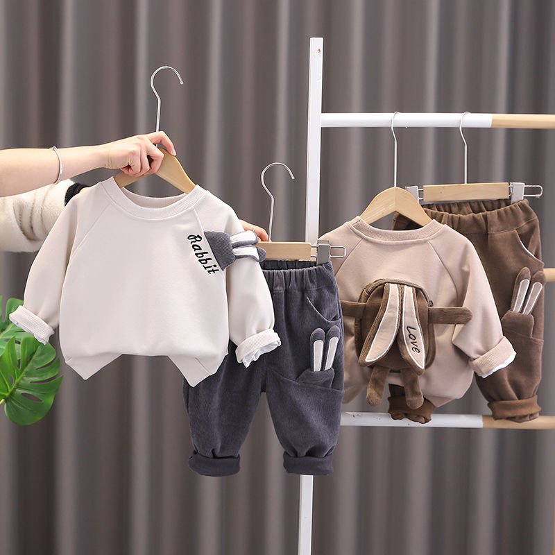 Boys and girls spring clothing set 2024 new style children's spring and autumn cartoon sweatshirt casual sports children's two-piece set