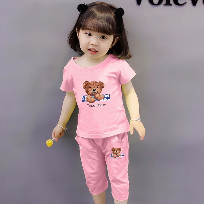 女童套裝純棉兩件套印花短袖夏裝1兒童2女孩衣服3歲寶寶4夏季新款