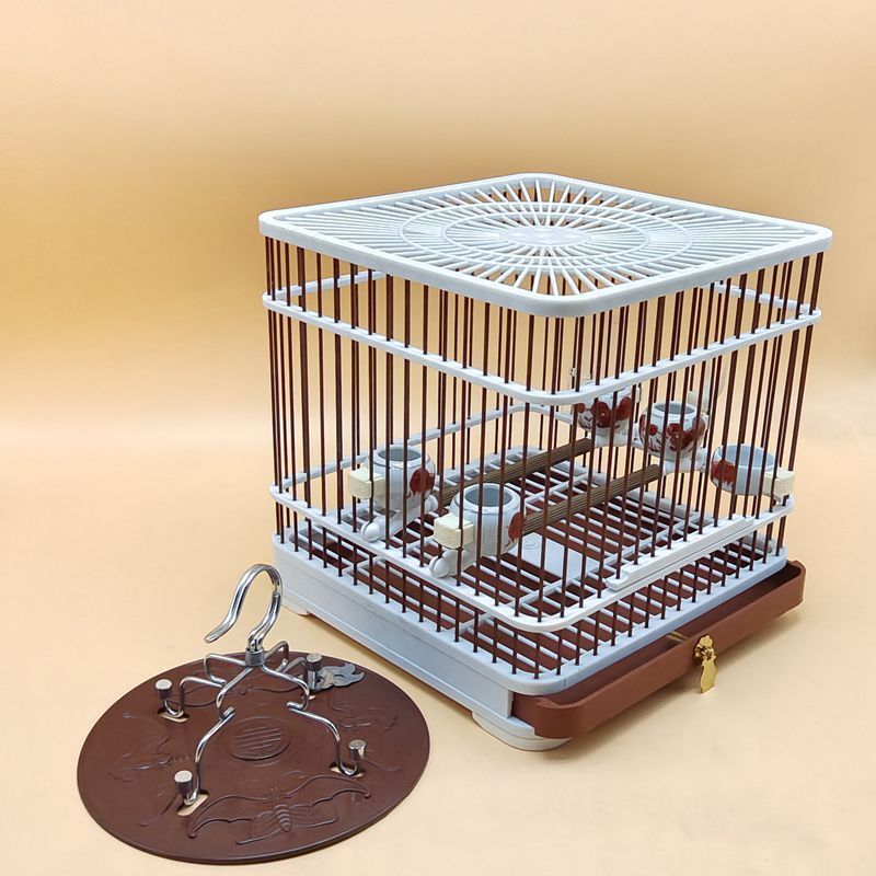 新款塑钢黄雀贝子绣眼鸟笼黄豆鸟笼塑料玉鸟笼洗澡笼方笼包邮