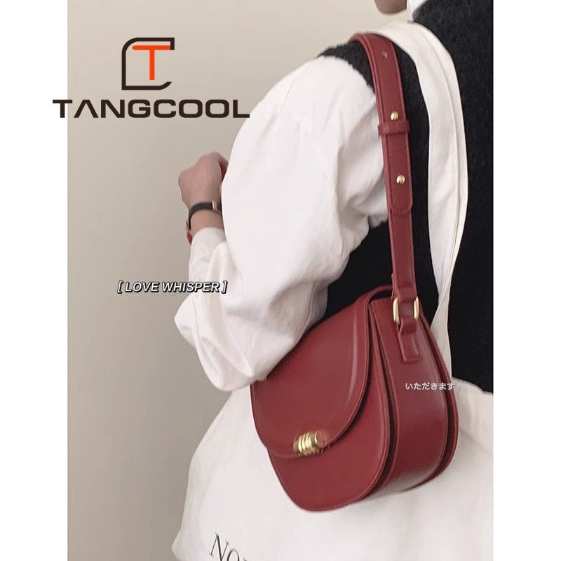 Korean niche underarm bag women's new trendy retro saddle bag high-end western style cross-body red bag