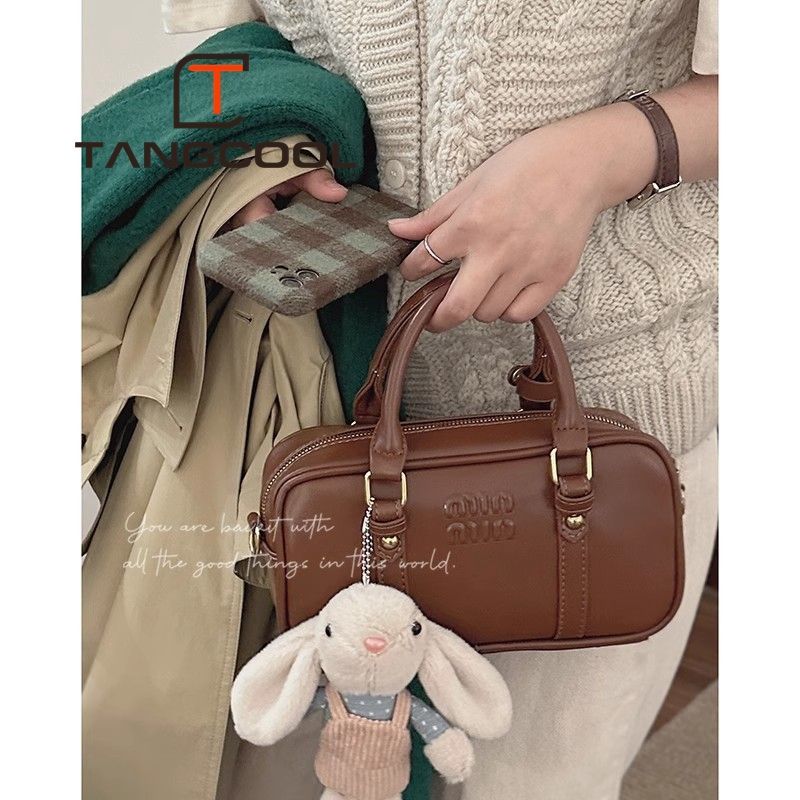 Maillard Retro Commuting Bag Women's New Trendy Korean Portable Bowling Bag Versatile Crossbody Bag