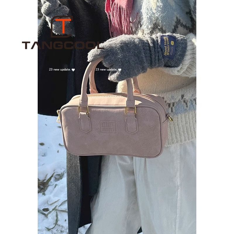 韩国小众手提包包女新款秋冬潮时尚粉色小方包百搭单肩斜挎包